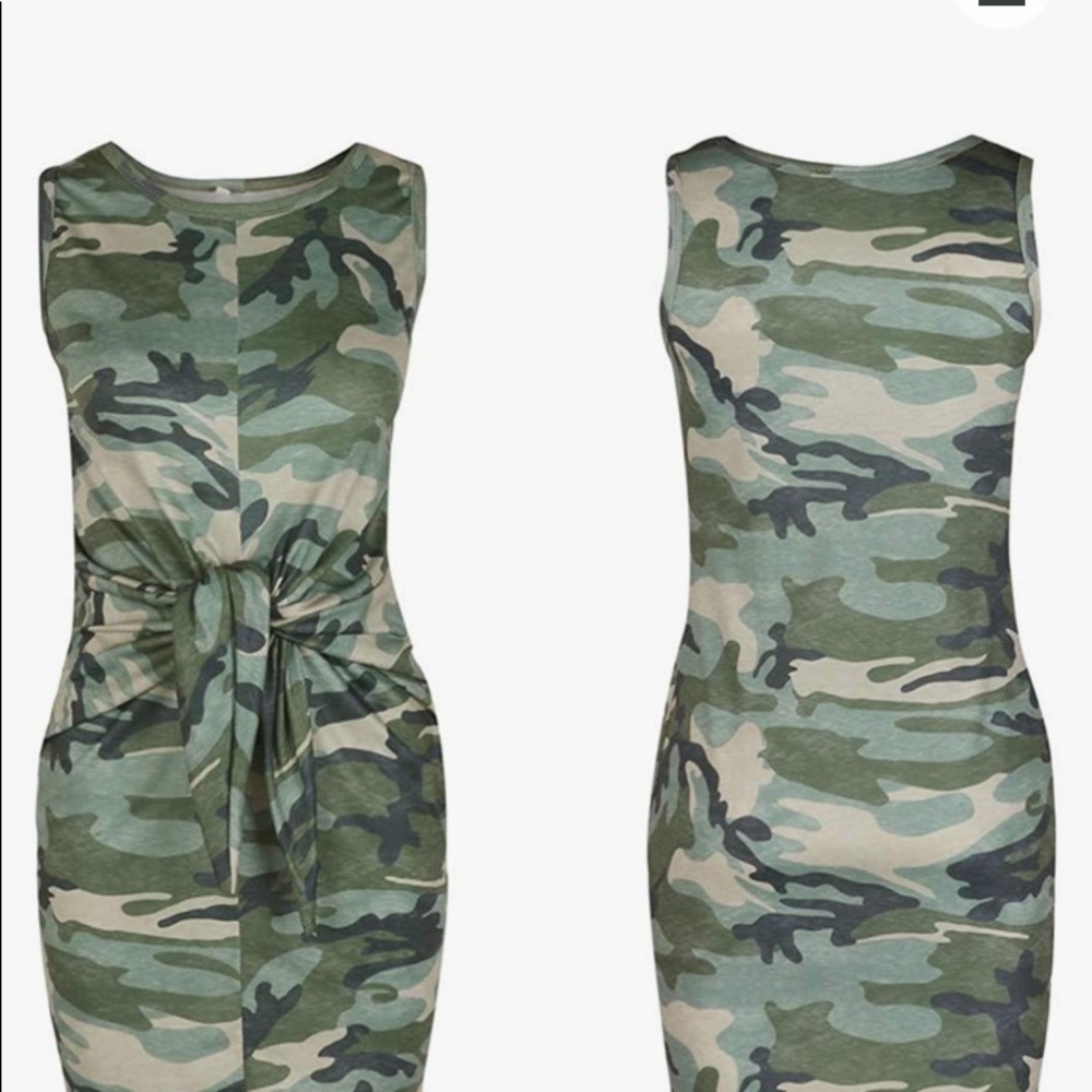 Women's Casual Drawstring Camouflage Dress by Joeoy